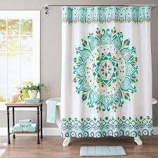 Better Homes Gardens Fabric Shower Curtain Multicolor Medallion Size 72 Inch X 72 Inch Fabric Shower Curtains Shower Curtains Walmart Curtains