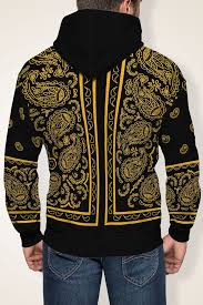 Black And Yellow Bandana Jacket Black Gold Bandana Angel Back Hoodie From The Bandana Blanket Company Hoodie Fashion Hoodie Design Unisex Fashion