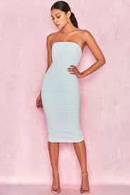 Clothing Bodycon Dresses Isabella Light Blue Strapless Crepe Dress Long Bodycon Dress Bodycon Dress Long Sleeve Bodycon Dress