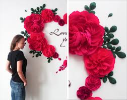 Red Flowers Wall Backdrop Wedding Wall Decorations Party Flowers Wall Decor Paper Flower S Flower Wall Wedding Wedding Wall Decorations Flower Wall Decor