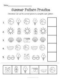 summer pattern practice page summer school activities summer patterns math patterns activities