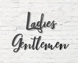 Ladies And Gentlemen Restroom Signs Metal Word Sign Etsy Restroom Sign Male And Female Signs Word Signs