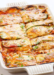 Chicken Zucchini Casserole Enchiladas Recipe With Layers Of Cooked Shredded Chicken Sliced Delicious Clean Eating Enchilada Casserole Recipes Healthy Recipes