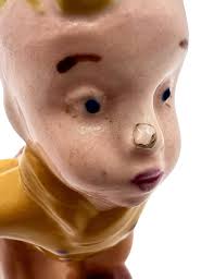 VTG 1962 Kissing Dutch Boy and Girl Marked Poellot 4.5" Hand Painted Shelf 