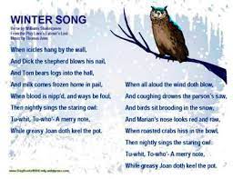 The bard has shown that poem composition can be done in such a manner while still the earlier of the two poems, william shakespeare truly shows that he can present a story in poetic form. Winter Song A Merry Note Illustrated Singable Poem By Shakespeare From Love S Labour S Lost Sing Books With Emily The Blog