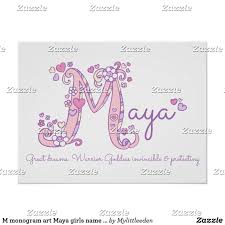 M Monogram Art Maya Girls Name Meaning Poster Zazzle Com In 2020 Monogram Art Names With Meaning Maya Name