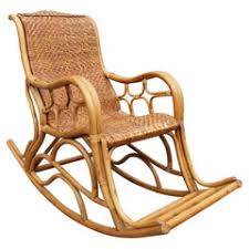1980s Set Of Four Spanish Bamboo And Wood Chairs Wicker Rocking Chair Rocking Chair Wood Chair