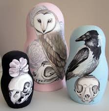 Birds Skulls And Flowers The Brutal Dance Painted Wooden Nesting Dolls Nesting Dolls Matryoshka Matryoshka Doll