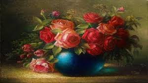 Flower paintings handmade livemaster handmade buy oil painting flowers pansy via: Oil Painting Vase With Roses By Yasser Fayad Youtube