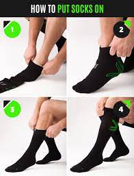How To Put Compression Socks On Step 1 Insert Your Hand And Grab The Sock At The Top Of The Heel Pocket While Compression Socks Mens Socks Socks And Slides
