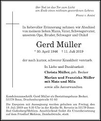 Jul 01, 2021 · entwicklungsminister gerd müller (csu) kritisiert fehlenden politischen willen bei bekämpfung von hungersnöten. Traueranzeigen Von Gerd Muller Ga Trauer De