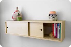 Wood Floating Shelf Cabinet With Sliding Doors Mid By Gracemodern Diy Cabinet Doors Wood Floating Shelves Sliding Cabinet Doors