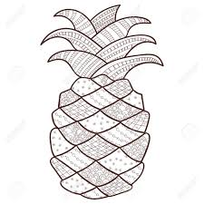 Coloring page 66 for adults, doodle (zentangle) flowers, handmade graphic, printable, doodle inspired, zen doodle, intricate patterns. Pineapple Adult Coloring Page Zentangle Inspired Whimsical Line Royalty Free Cliparts Vectors And Stock Illustration Image 57990671
