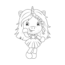 Baby unicorn slepping coloring pages. Cute Baby Unicorn Coloring Page For Girls Vector Stock Vector Illustration Of Fairytale Black 121189887