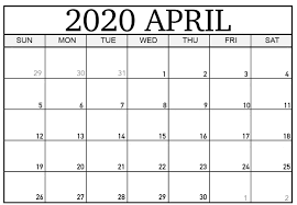 Calendar 2020 April Printable Monthly Template In 2020 Calendar Printables Calendar 2019 Printable Printable Calendar Template