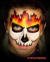 fire skull mask kinderschminken bemalte gesichter einfache gesichtsmalerei