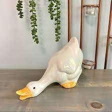 Vintage Artmark White Iridescent Goose Figurine Home Decor Duck Geese Fowl Bird Collectible Figurines Figurines Fowl