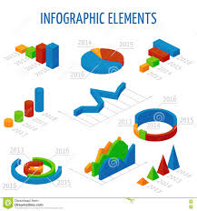 Isometric 3d Vector Charts Set For Infographics Stock Vector