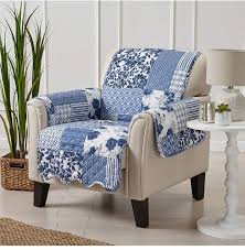 Great Bay Home Fashions Patchwork Scalloped Printed Reversible Chair Furniture Protector Reviews Slipcovers Home Decor Macy S Cushions On Sofa Slipcovers Slipcovers For Chairs