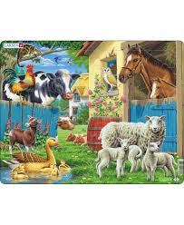 Larsen Puzzles Farm Animals Educational Jigsaw Puzzle 23 Piece Tray Frame Style Puzzle Multi Farm Animals Farm Yard Animals