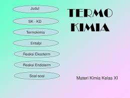 Kimia kelas 11 semester1, termokimiaподробнее. Termo Kimia Materi Kimia Kelas Xi Judul Sk Kd Termokimia Entalpi Ppt Download