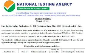 The jee (main) is being conducted in multiple sessions (february/march/april/may 2021) for admissions in the next academic session. Jee Main 2021 April Session Registration Begins Know How To Apply My Exam Edublog Of Allen Career Institute
