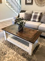 Chunky Farmhouse Coffee Table Clean Lines Distressed 48 Inch In 2020 Coffee Table Coffee Table Farmhouse Coffee Table Decor Living Room