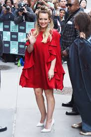 This is what dreams are made of: Hilary Duff In Red Dress Outside Aol Build In Nyc Celeb Private