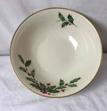 Vintage Lenox 9 5 Ivory Christmas Bowl Holly Gold Gilded Rim Holiday Usa Made Christmas Bowl Gold Gilding Holiday China