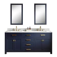 You can get a bathroom vanity with a sink or order a sink separately. Water Creation Madison 72 In Bath Vanity In Monarch Blue With Carrara White Marble Vanity Top With White Basins Vmi072cwmb00 The Home Depot