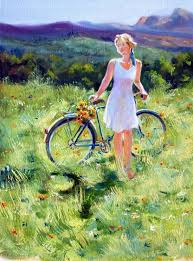Bridget has chives or alliums planted behind the bike, which has training wheels to hold it up and a plant stand, a dish flower and a sparkling aqua insulator on a rod to add detail to the scene. Flowers On The Window Original Watercolor Painting Bicycle Art Painting Watercolor Lifepharmafze Com