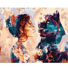 Diy Paint By Numbers For Adults Beginner Black Panther With Girl Frameless Canvas Oil Painting Core Handmade Col In 2020 Diy Painting Paint By Number Colorful Pictures