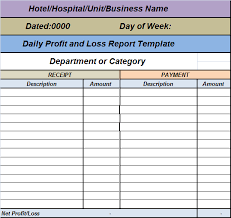 Daily expenses sheet in excel format is use for the budgeting of a company's or may be individual's income and expenses. Daily Profit Loss Report Template Free Report Templates