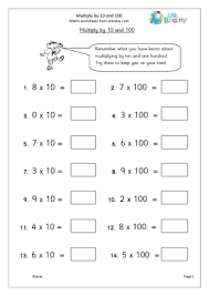 Multiply By 10 And 100 Multiplication Maths Worksheets For Year 3 Age 7 8 Math Worksheet Math Gift Multiplication
