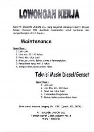 Lowongan kerja bank, bumn, cpns dan seluruh perusahaan yang ada di indonesia mei 2021. Lowongan Kerja Maintenance Pt Union Oil Kapanewon Depok