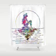 The Little Mermaid Ariel Silhouette Watercolor Shower Curtain By Bitter Moon Mermaid Shower Curtain Watercolor Shower Curtain Little Mermaid Room