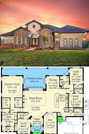 Single Story 4 Bedroom Mediterranean Home With Grand Master Suite Floor Plan Basement House Plans House Plans Farmhouse Family House Plans