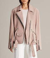 Womens Wyatt Zip Leather Biker Jacket Blush Pink Chaquetas Bonitas Chaquetas