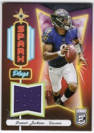 Lamar Jackson 2020 Panini Donruss Spark Plugs Jersey Card Baltimore Ravens Panini Donruss Elite Football In 2020 Baltimore Ravens Lamar Jackson Jackson
