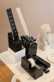 Black And White Office Supplies Black Meets White So Organized White Office Supplies Office Desk Decor Black Decor