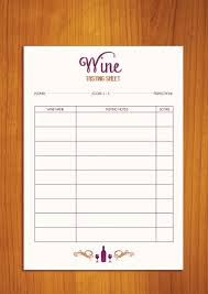 Wine Party Tasting Sheet Pdf Digital Download By