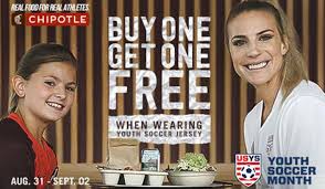 We're sharing the latest chipotle coupons, including bogo free entrees or kids meals! Wear At Youth Soccer Jersey Get A Bogo Deal At Chipotle Qsr Magazine