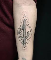 Geometric Cactus Tattoo By Michele Volpi Cactus Tattoo Desert Tattoo Tattoos