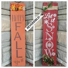 Holiday Reversible Porch Sign Hand Painted Wood Sign Fall Sign Winter Sign Porch Decor Porch Sign Reversible Fall Crafts Holiday Crafts Fall Decor