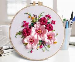 Embroidery hoop with floral design