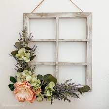 It almost looks like a white wash finish. Shabby Chic Wreath Spring Wreath Window Frame Wreath Rustic Wood Wreath Farmhouse Decor Wreath Floral Wreath Shabby Chic Wreath Frame Wreath Wood Wreath