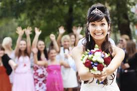 The first female guest to hit the groom would be the next one to marry within a year, and the same applied for the. A Brief History Of Throwing The Bridal Bouquet