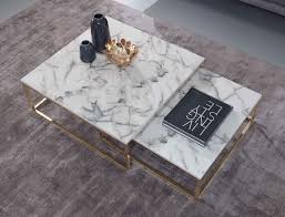 Suchen sie nach einem extravaganten tisch, sind sie mit couchtischen aus. Wohnling Design Couchtisch 2er Set Weiss Marmor Optik Eckig Couchtische 2 Teilig Tischgestell Metall Gold