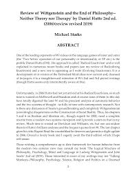 Pdf Review Of Wittgenstein And The End Of Philosophy Neither Theory Nor Therapy By Daniel Hutto 2nd Ed 2006 Review Revised 2019