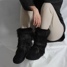 Bayan Siyah Tuylu Ugg Model Bot Ugg Bot Bayan Ayakkabi